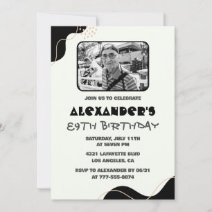 Photo Black White Men 89th birthday Invitation
