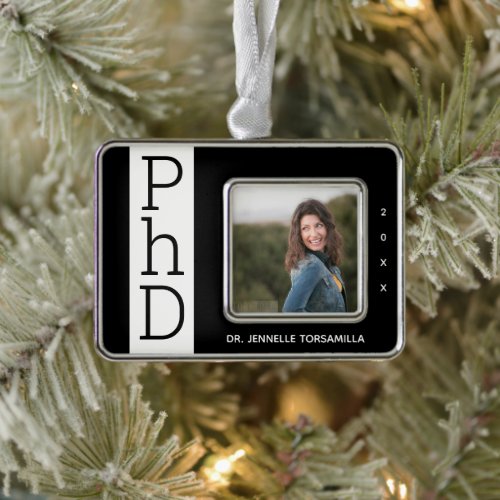 Photo Black White PhD Graduation Christmas Ornamen Christmas Ornament