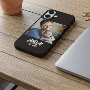 Photo Black White Script Mom Established iPhone 16 Case