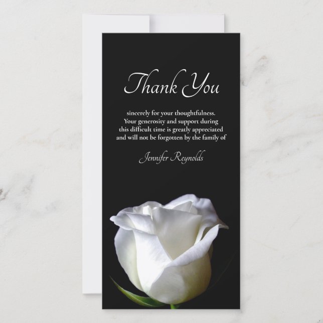 Photo Black & White Sympathy Funeral Thank You (Front)
