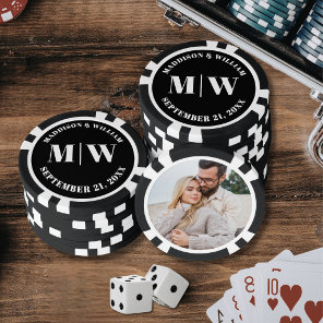 Photo Black White Wedding Favor Poker Chips
