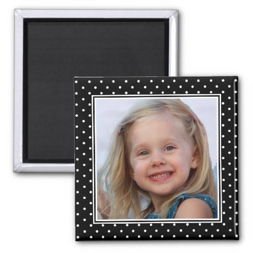 Photo Black with White Polka Dots Magnet