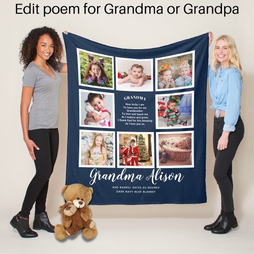 Photo Blanket Grandma Poem Grandpa Family Tree