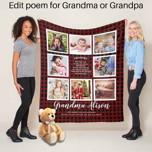 Photo Blanket Grandma Poem Grandpa Family Tree