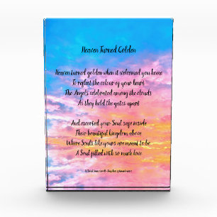 Photo Block memorial poem - heaven turned golden