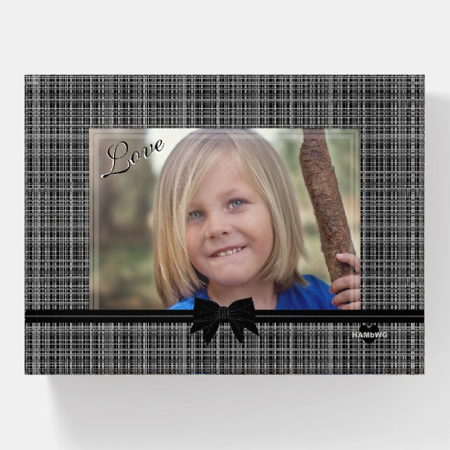 Photo Block  with Woven Look Backdrop Paperweight (Front)