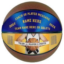 Photo Blue and Gold Personalized Basketball Ball Photo Blue and Gold Personalized Basketball Ball