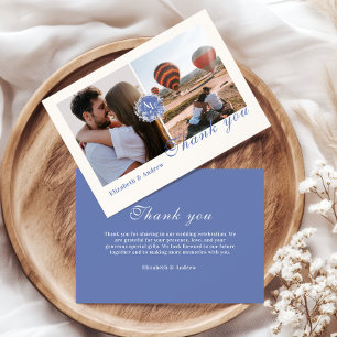 Photo Blue Chinoiserie Floral Botanical Wedding Thank You Card