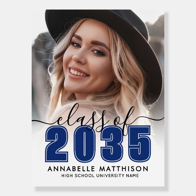 Photo Blue Graduation Party Sign (Front)