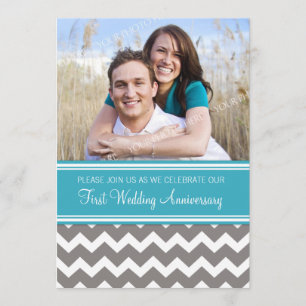 Photo Blue Gray 1st Anniversary Invitation