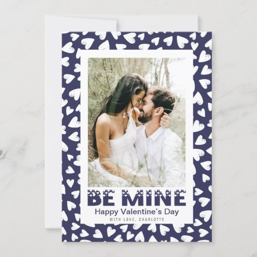Photo Blue Hearts Be Mine Valentines Day Holiday Card