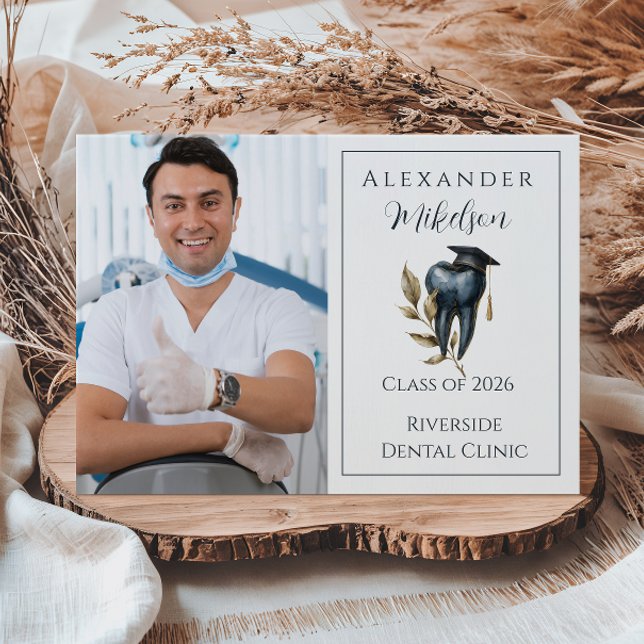 Photo Blue Laurel Tooth Graduation Party Announcement (Creator Uploaded)