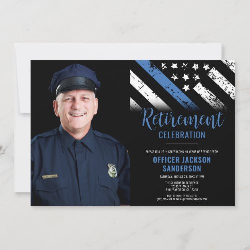 Photo Blue Line Law Enforcement Police Retirement