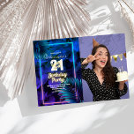 Photo Blue Neon 21st Birthday Party Invitation<br><div class="desc">Step into a world of vivid celebration with our Neon 21st Birthday Invitation. This invitation isn't just an invite; it's a burst of energy and color, designed to infuse your milestone celebration with the dynamic glow of neon lights. Unveil the electrifying atmosphere with our Neon 21st Birthday Invitation. Each detail,...</div>