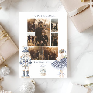Photo Blue Nutcracker Christmas Holiday Card
