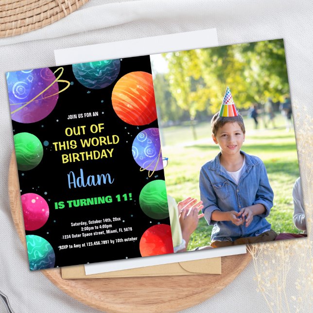 Photo Blue Out of this world Birthday Invitations (Photo Blue Out of this world Birthday Invitations)