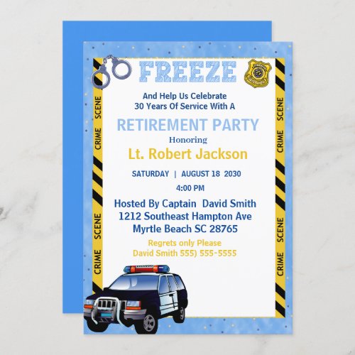Photo Blue Police Officer Retirement Party    Invitation