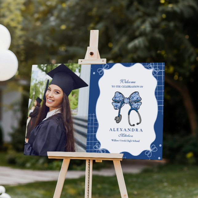 Photo Blue Toile Bow Nurse School Grad Foam Board (Creator Uploaded)