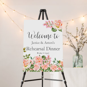 Photo Blush Pink Botanical QR Code Rehearsal Foam Board