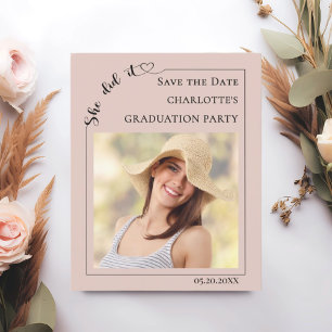 Photo Blush Pink Graduation Party Save the Date Flyer