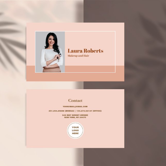 Photo Blush Pink Minimalistic Retro Business Card (Creator Uploaded)