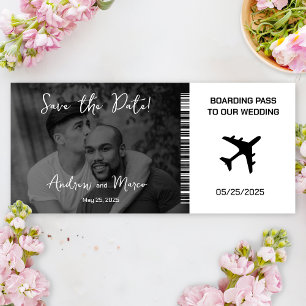 Photo Boarding Pass Wedding Save the Date