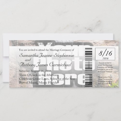 Photo Boarding Pass Wedding Ticket Invitation