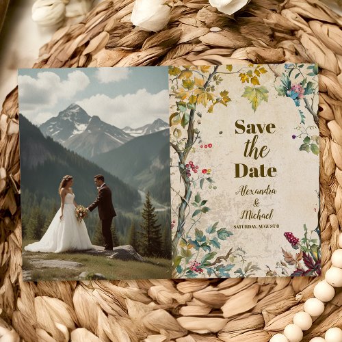 Photo Boho Autumn Wildflower Botanical Wedding  Save The Date