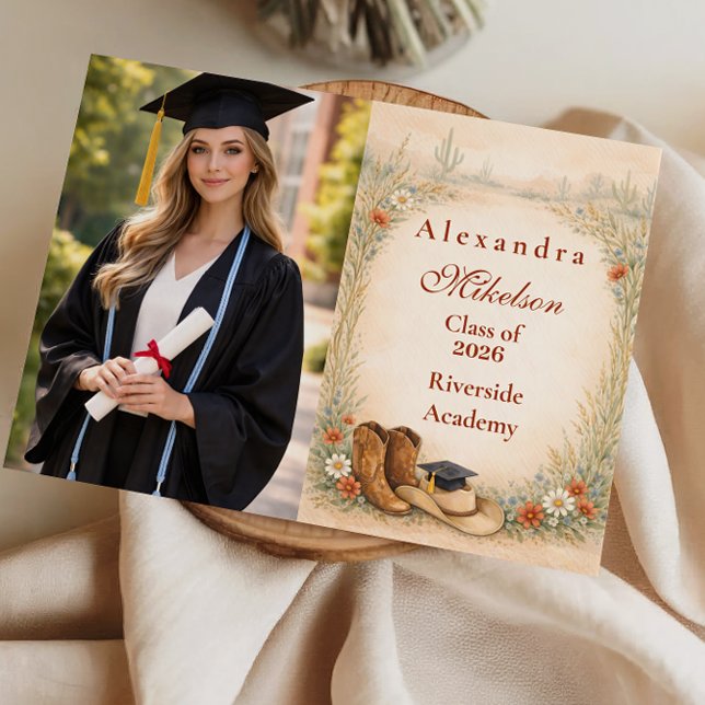 Photo Boho Cowgirl Graduation Party Announcement (Creator Uploaded)
