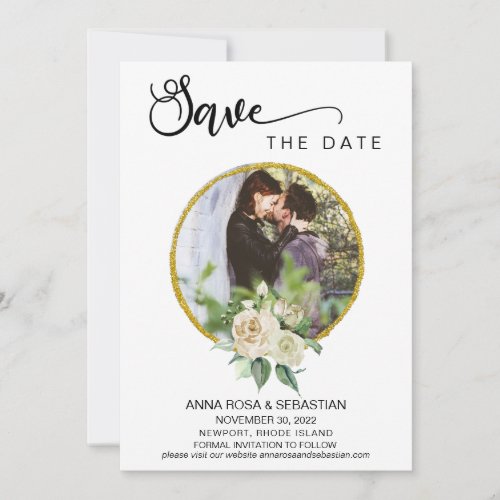 *~* PHOTO Boho Floral Roses Wedding Save The Date