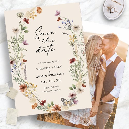 Photo Boho Floral Save The Date