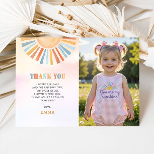 Photo Boho Sunshine Sun Terra Cotta Birthday Thank You Card
