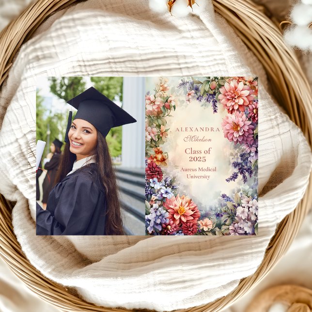 Photo Boho Wildflower Meadow Graduation  Announcement (Creator Uploaded)