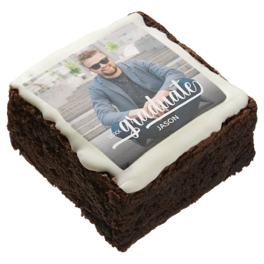 Photo Bold Graduate Script Graduation Party Brownie (Angled)