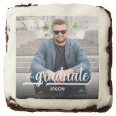 Photo Bold Graduate Script Graduation Party Brownie (Front)