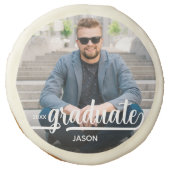 Photo Bold Graduate Script Graduation Sugar Cookie (Front)