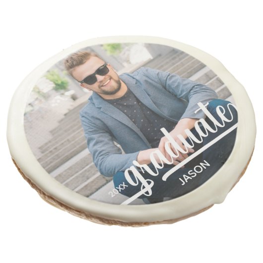 Photo Bold Graduate Script Graduation Sugar Cookie (Angled)