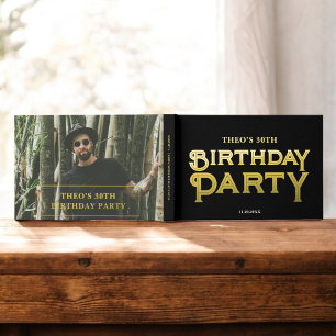 Photo Bold Retro Black Birthday Foil Guest Book