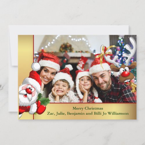 Photo Bomb Santa Reindeer Family Photo Christmas Holiday Card