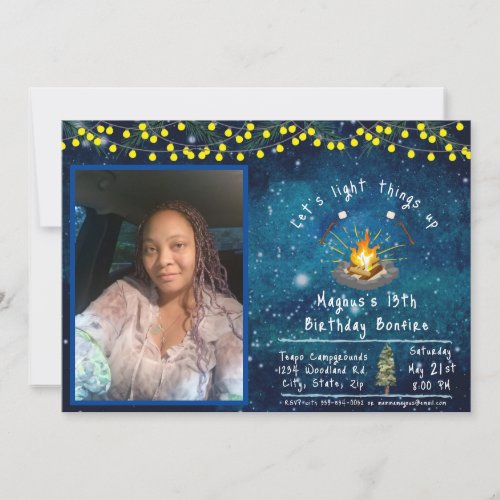 Photo Bonfire Party Invite