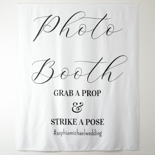 Photo Booth Black White Wedding  Tapestry
