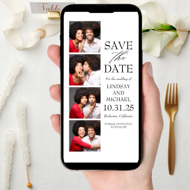 Photo Booth Bookmark Style Modern Save the Date (Front Digital)