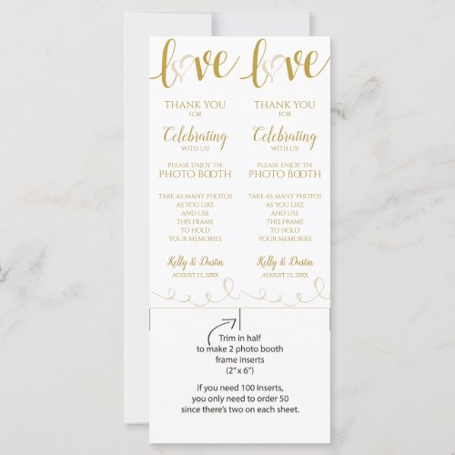 Photo Booth Cards  Love Script _ Gold  Beige