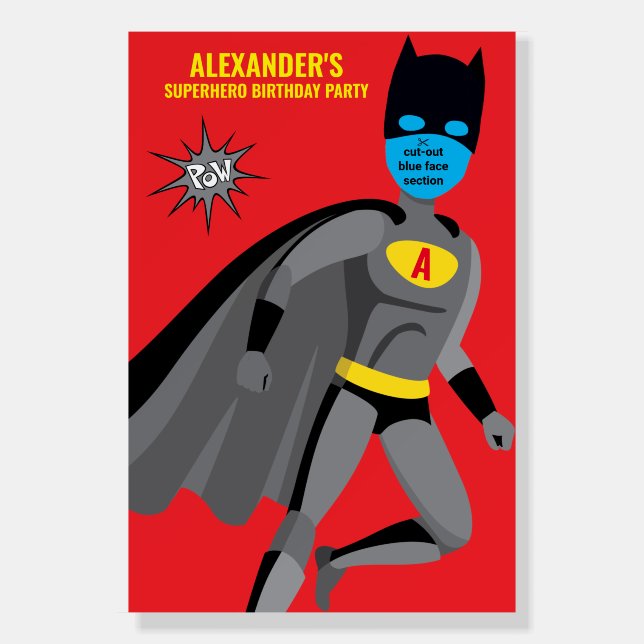 Photo Booth Cut-out Backdrop Cat Superhero Sturdy Foam Board (Front)