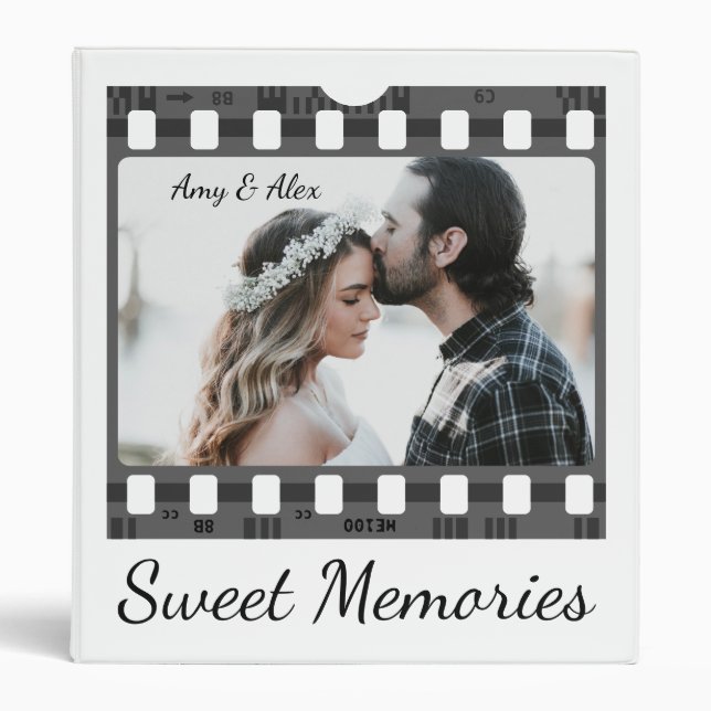 Photo booth film strip personalized photo template 3 ring binder (Front)