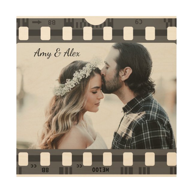 Photo booth film strip personalized photo template wood wall art (Front)