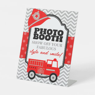 Photo Booth Firetruck Party Display Pedestal Sign
