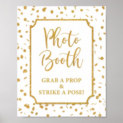 Photo Booth Grab a Prop Strike a Pose Gold Sign