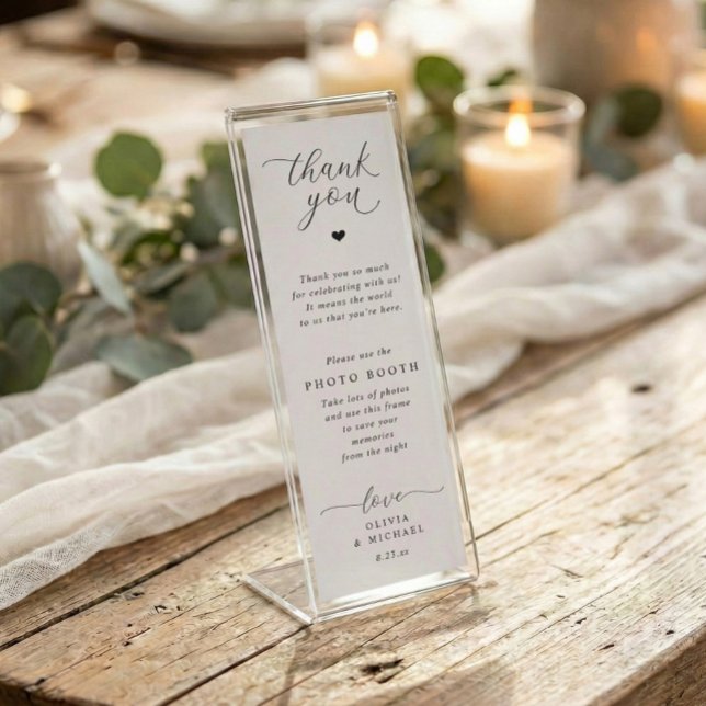 Photo Booth Insert Cards Black and White Wedding (Black and white photo booth frame insert with thank you script and message)