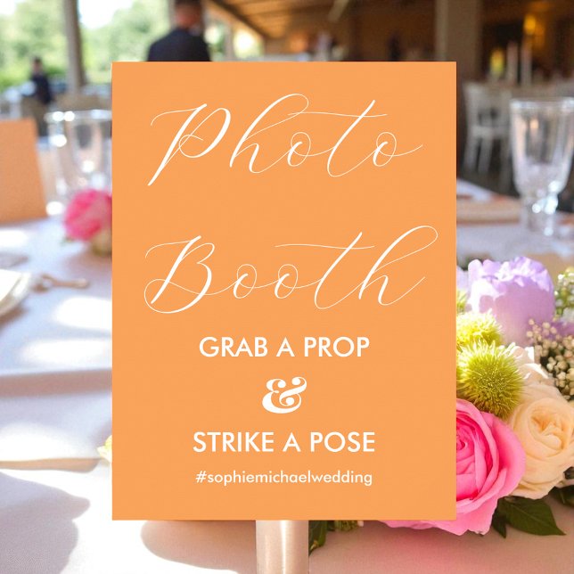 Photo Booth Orange White Wedding  Poster (Creator Uploaded)